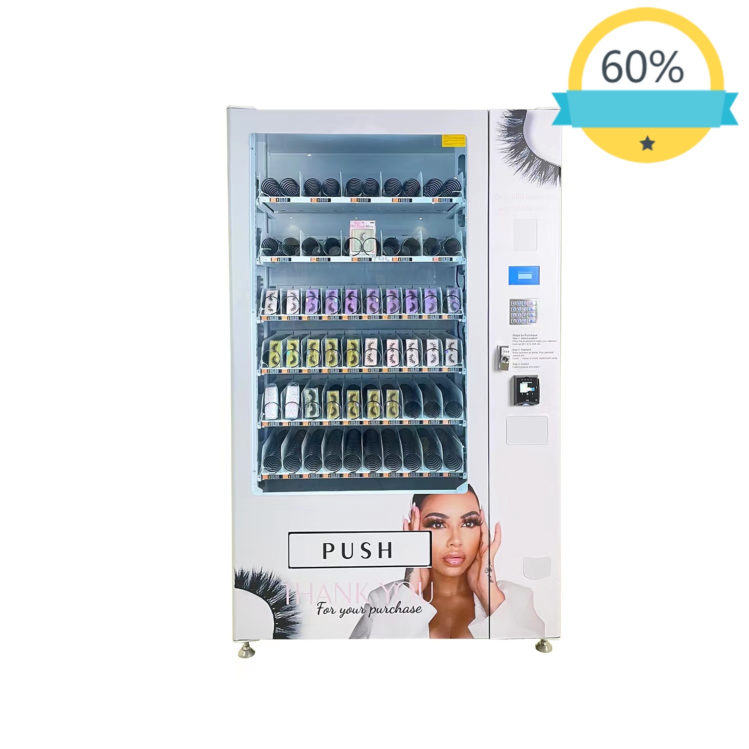 Beauty Makeup Sale - เครื่องขายขนตาปลอมพร้อมชุดลิปสติกแบบน้ำ เจลไลเนอร์ และอุปกรณ์แต่งหน้าสำหรับขาย