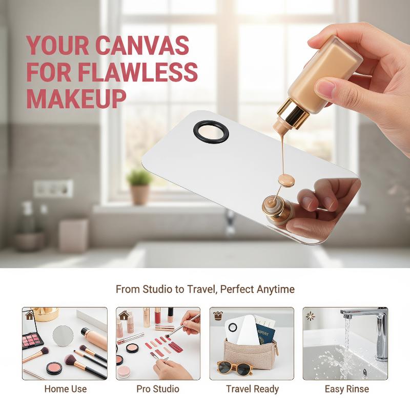 Beauty Makeup Eyeshadow Palette - พาเลตผสมเครื่องสำอางสแตนเลส พร้อมไม้พายสำหรับรองพื้น สีน้ำ อายแชโดว์ และเครื่องมือแต่งหน้าความงาม