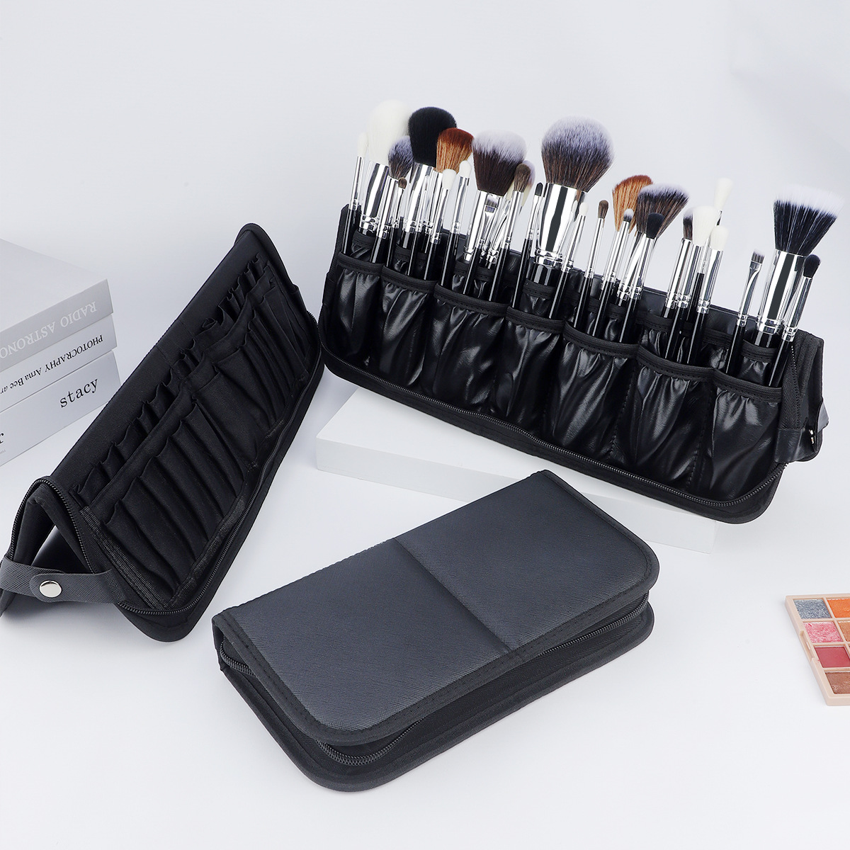 กระเป๋าเครื่องสำอางพับได้สีดำข - Beauty And Makeup Quotes บทวิจารณ์และราคา